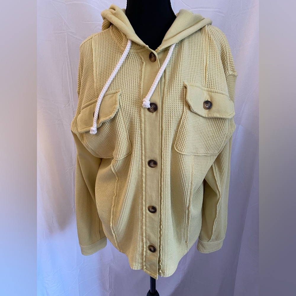 American Eagle Outfitters Yellow Cream Waffle Knit Top - Picture 3 of 10
